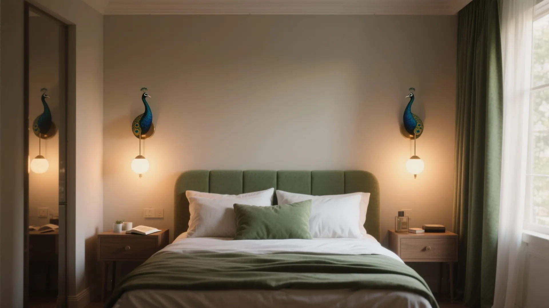 2. Paired Lights Flanking a Bed