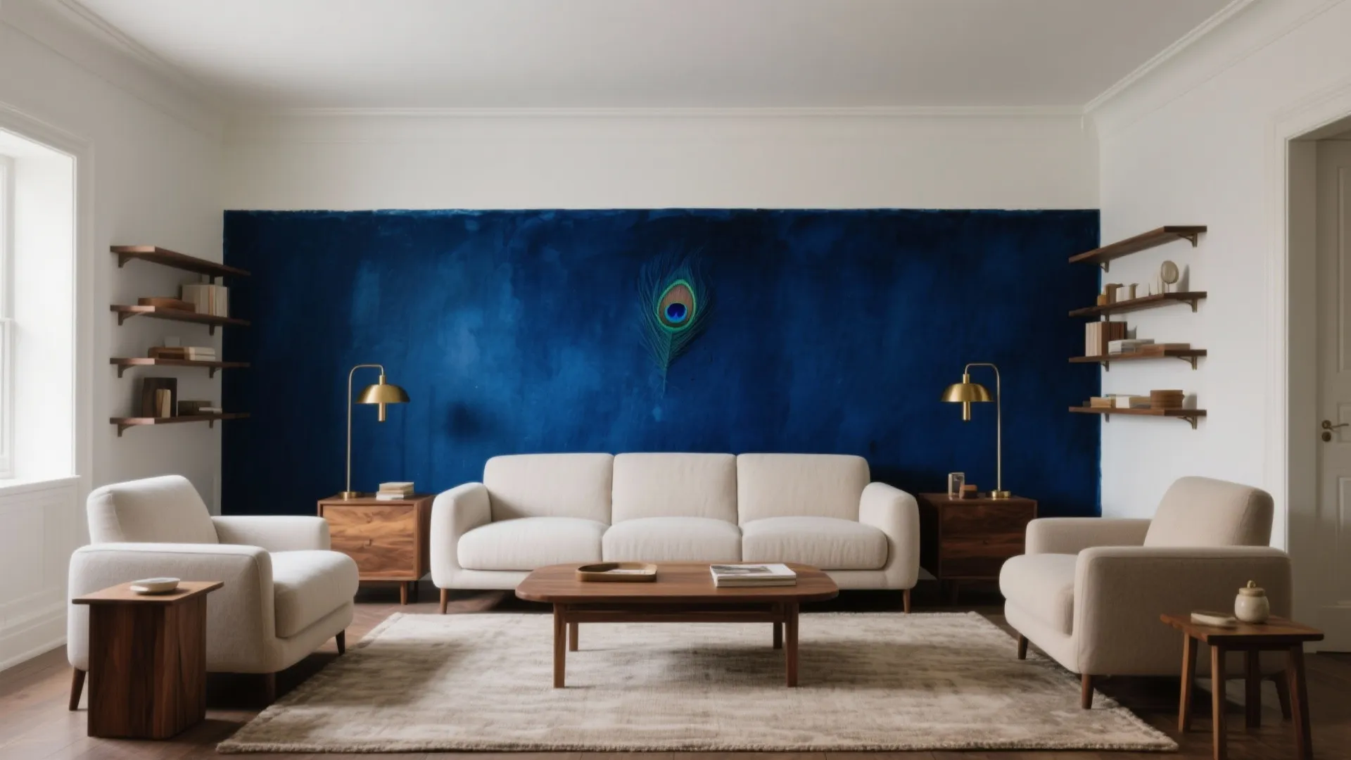 Peacock Blue with Brass and Wood