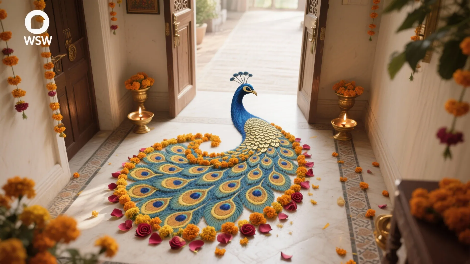 Peacock-and-Flower Fusion for Festive Days