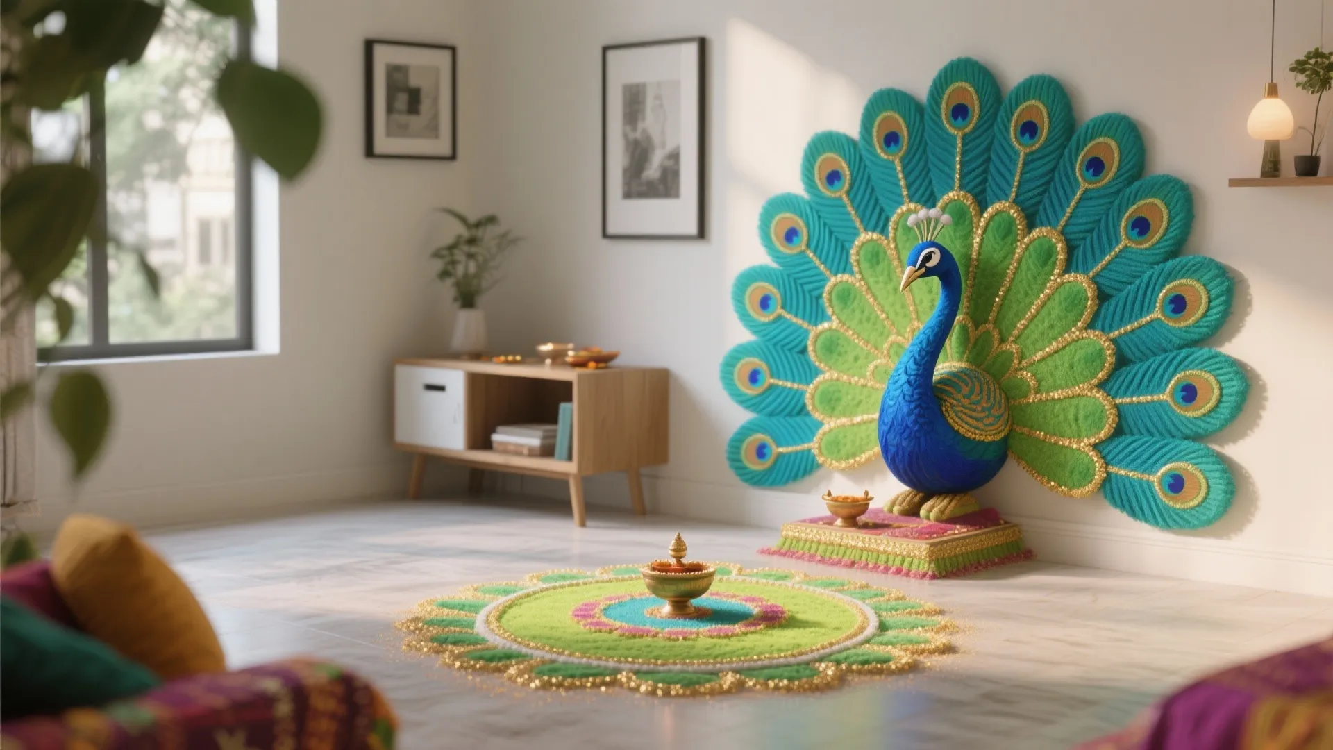 Peacock Motif with Color Gradients