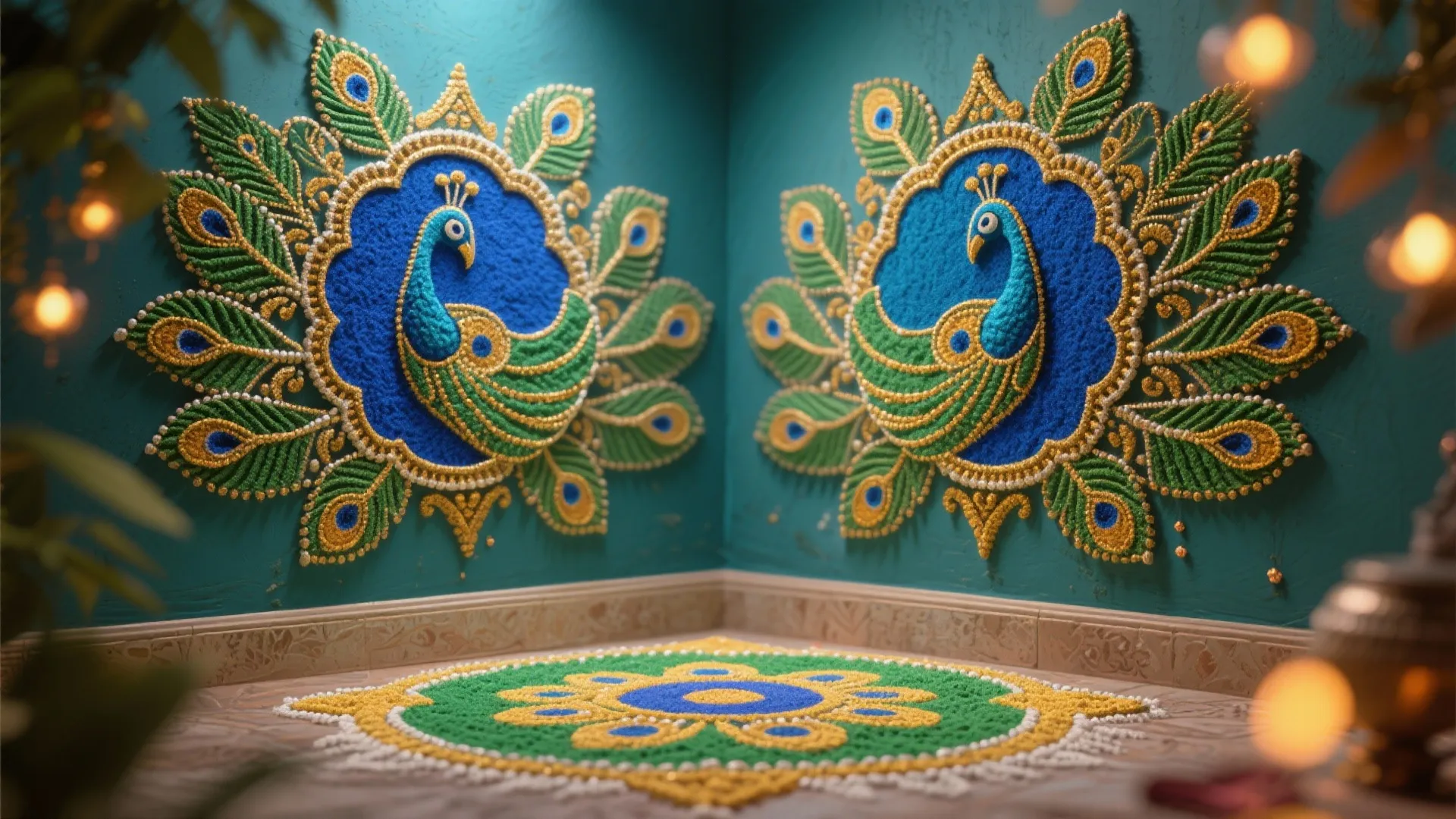 Peacock Motif Corners