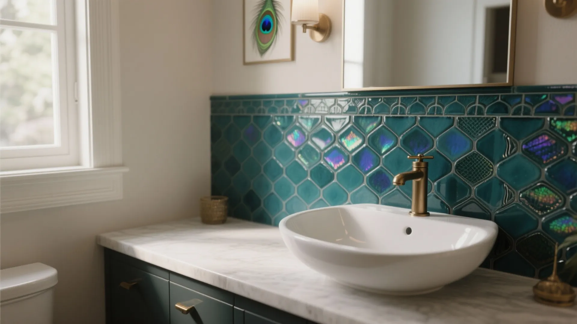 1. Peacock Tile Accent Wall