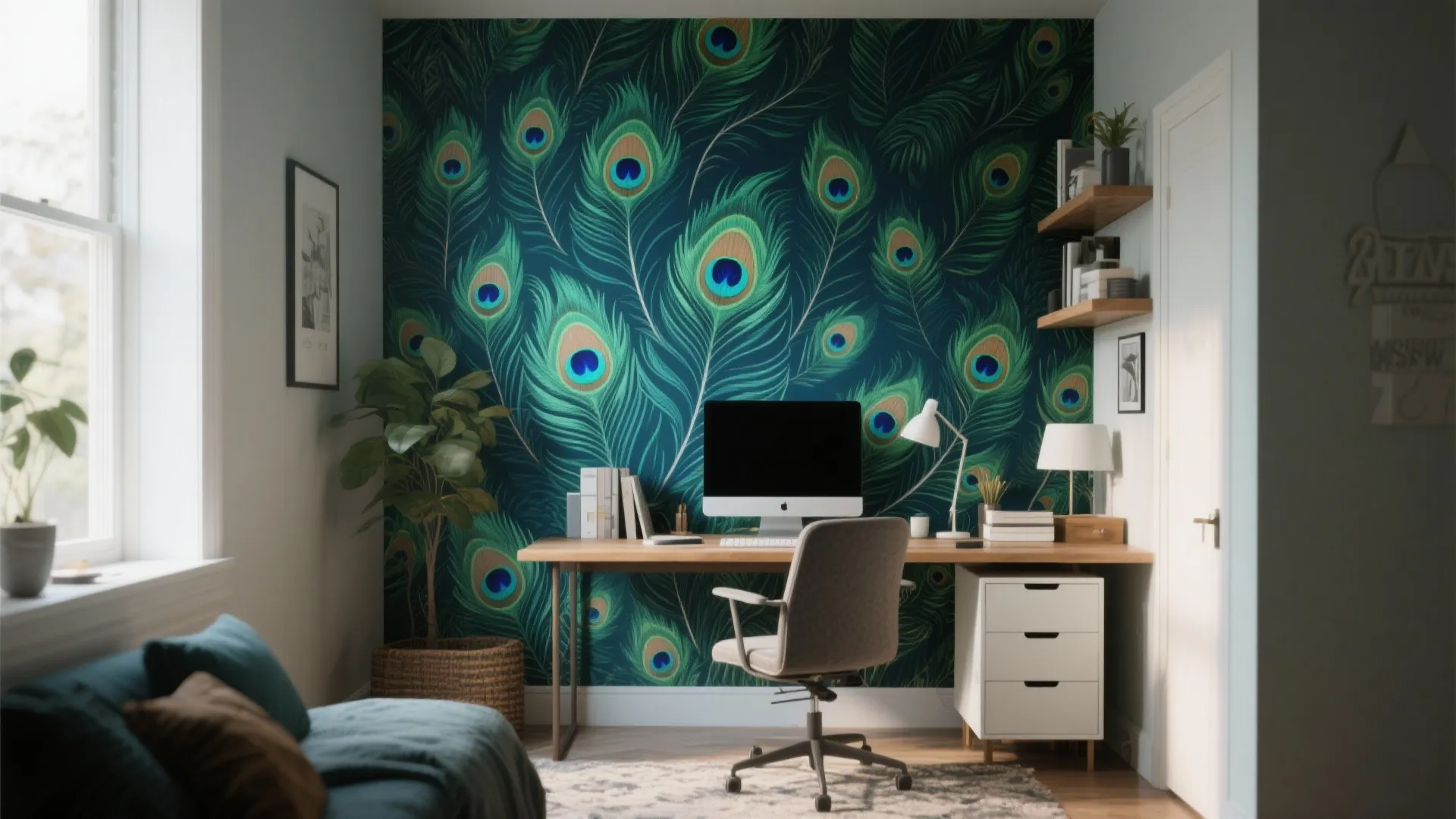 Peacock-Themed Wallpaper