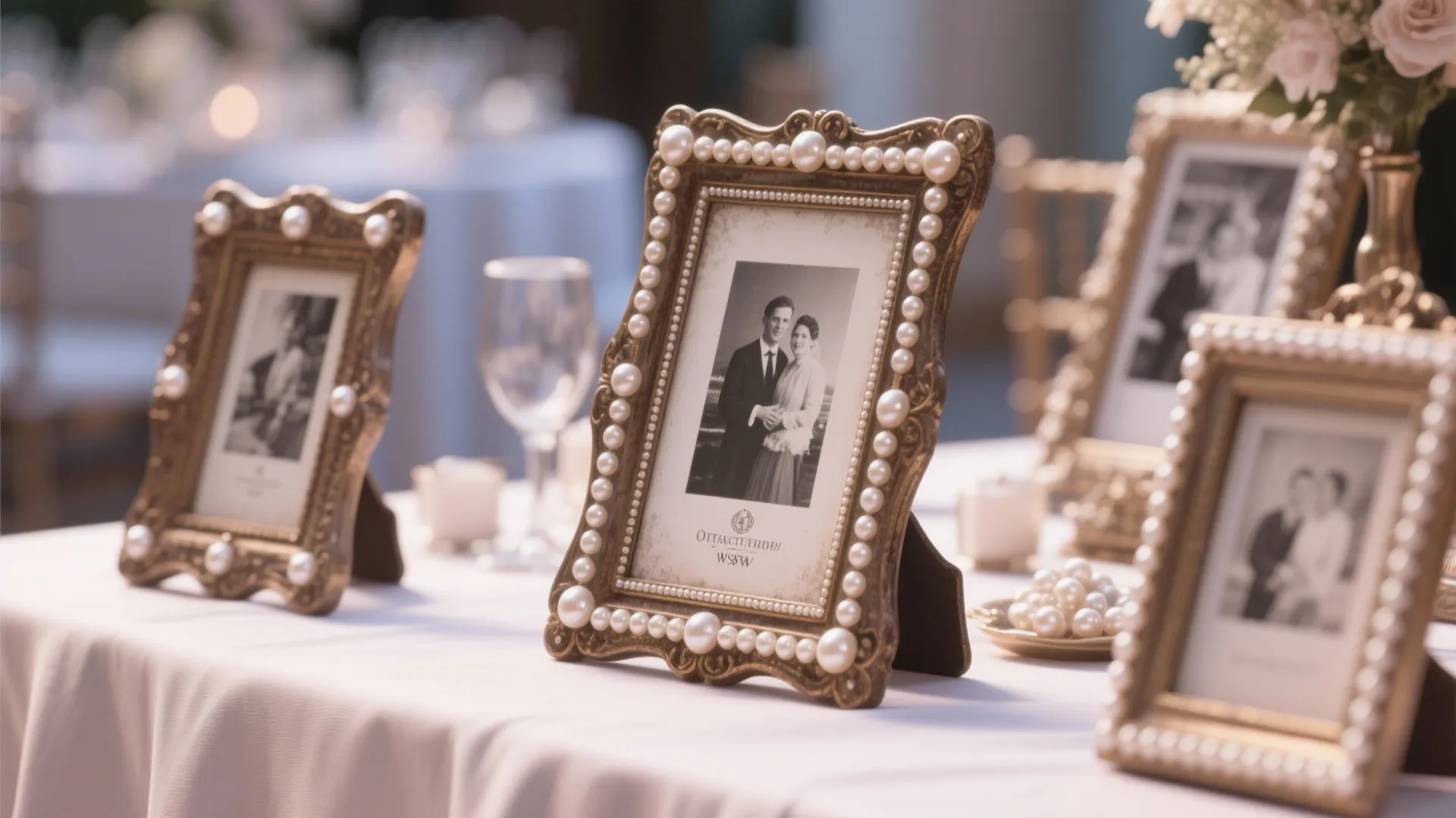 Tip 6: Vintage Photo Frames with Pearl Borders