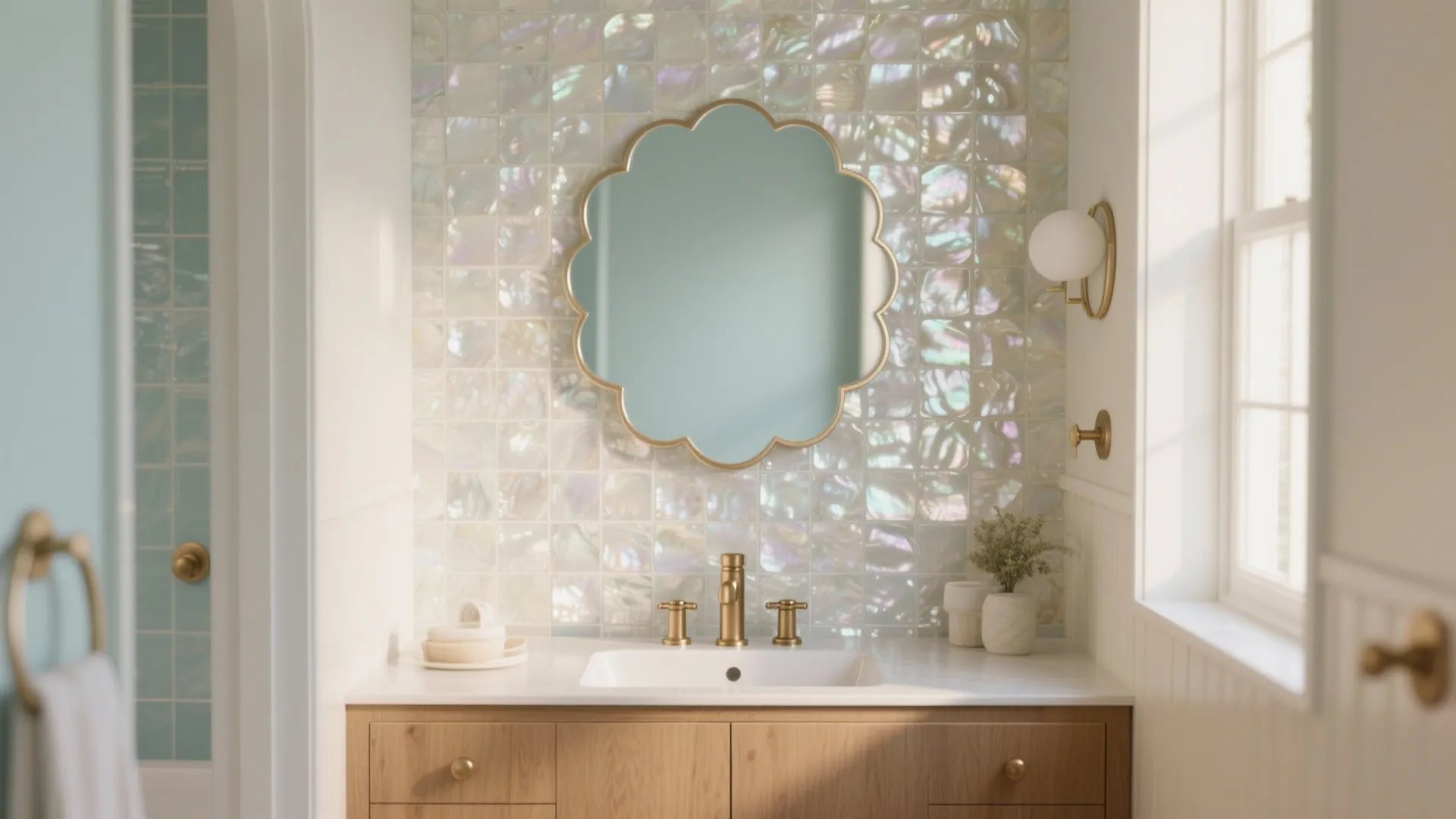 Mother of Pearl Bathroom Tile Ideas: 5 Stylish Ways: Iridescent tile ideas and small-space tips from a ten-year interior designer