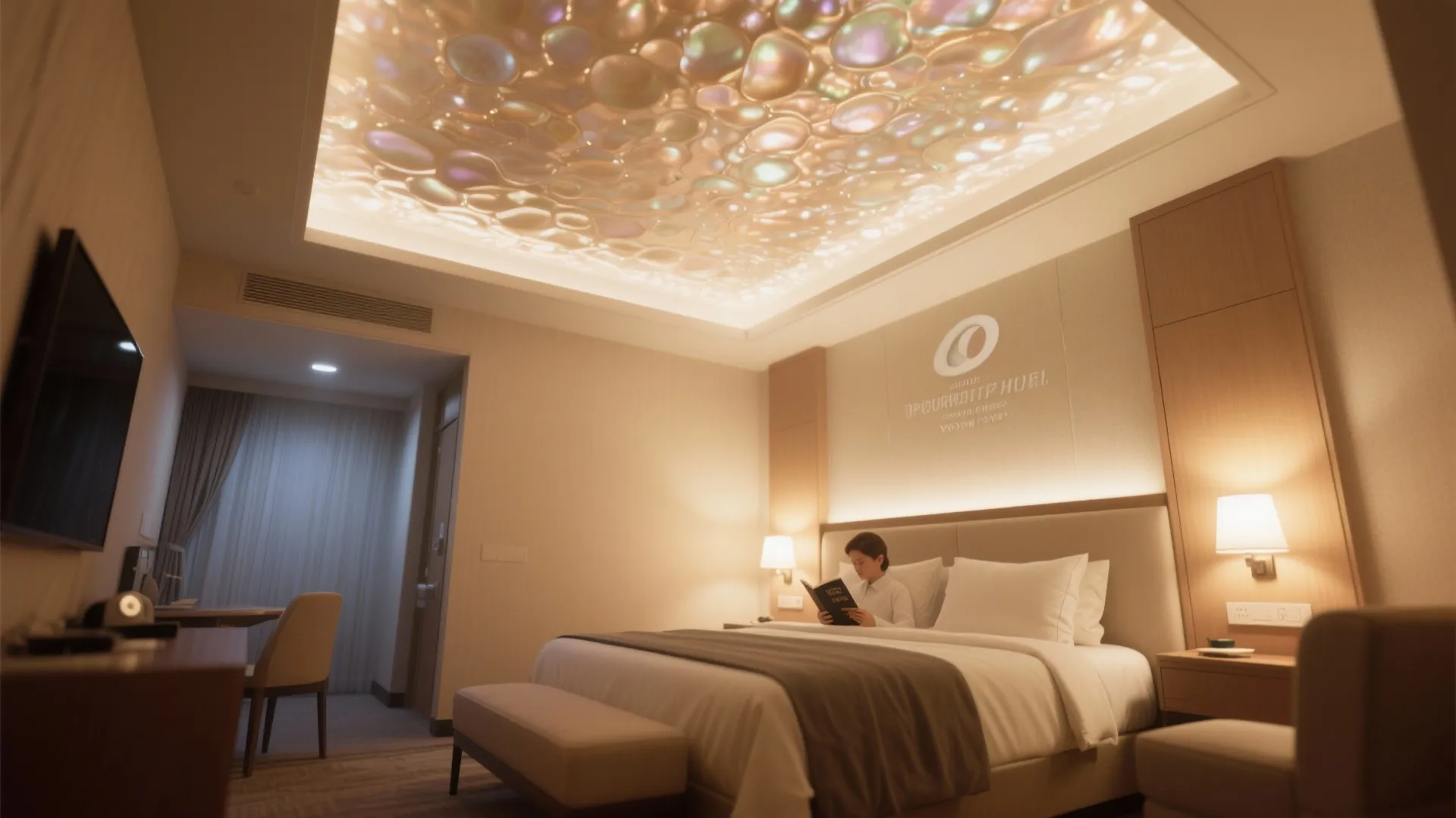 4. Pearlescent Ceilings for a Soft Glow