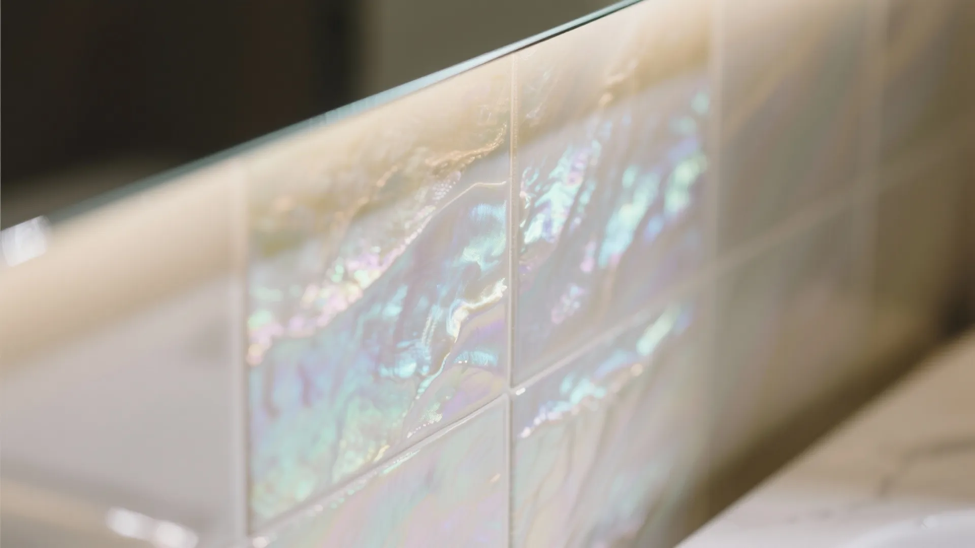 Macro close-up of a pearlescent finish showing soft iridescent color shifts.