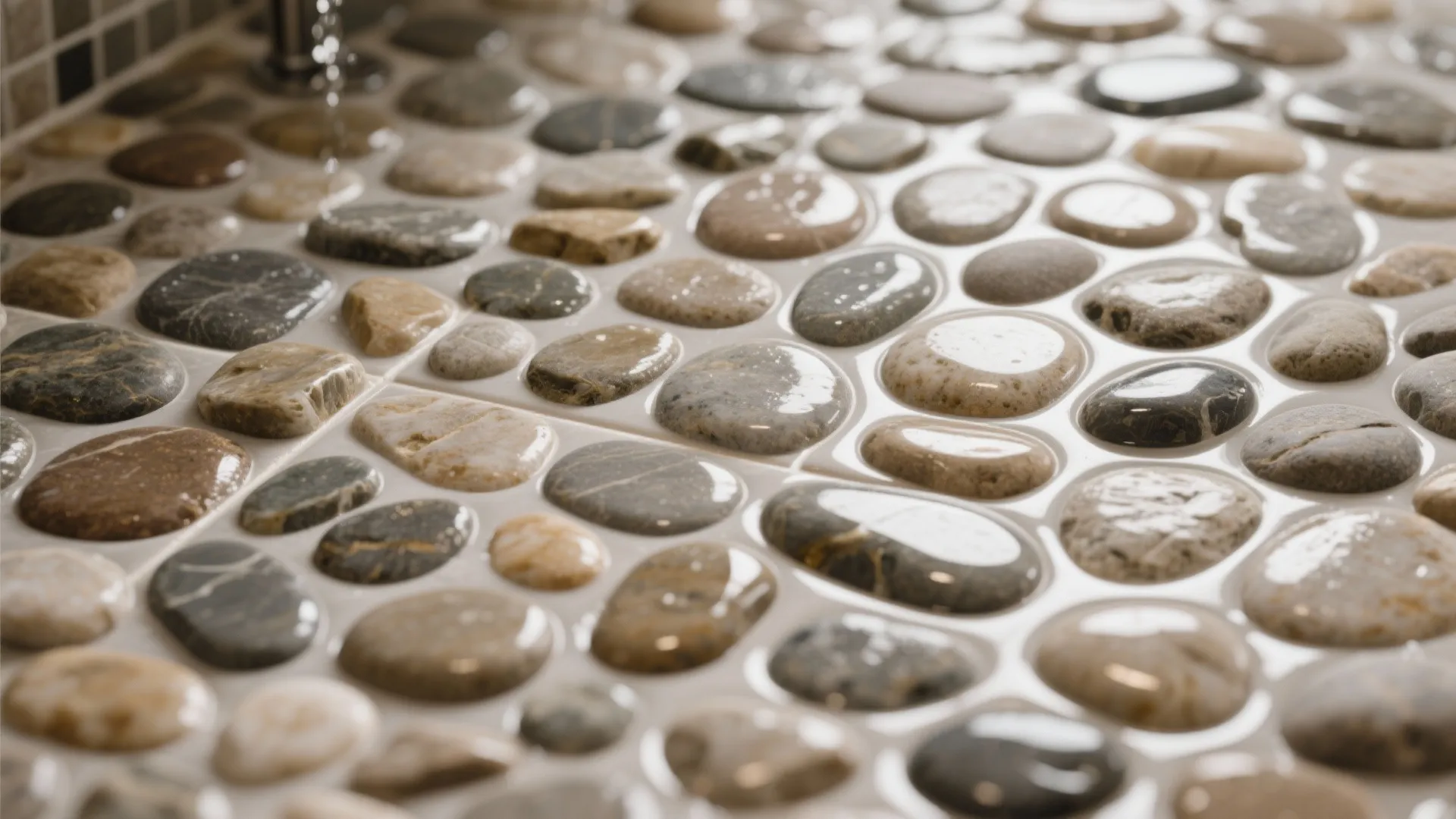 Pebble Stone Floors With Epoxy Grout