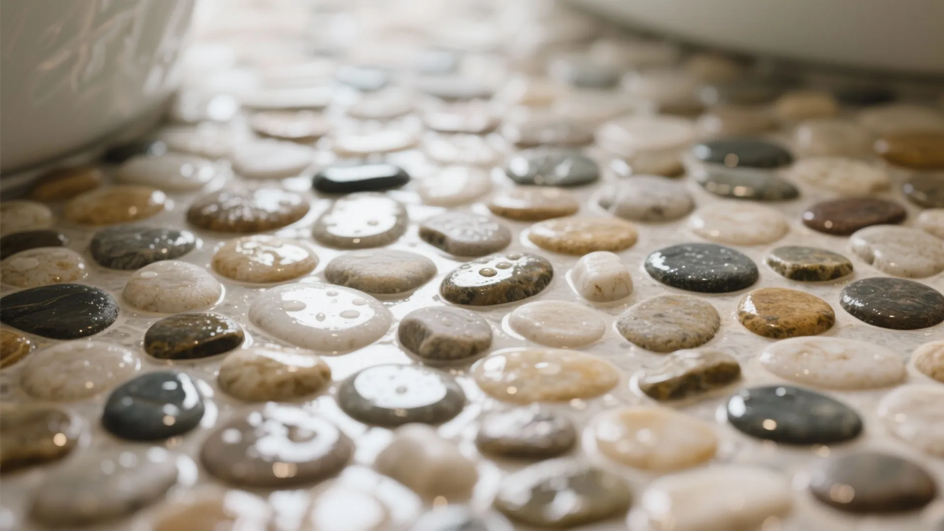 5. Pebble Tile Flooring