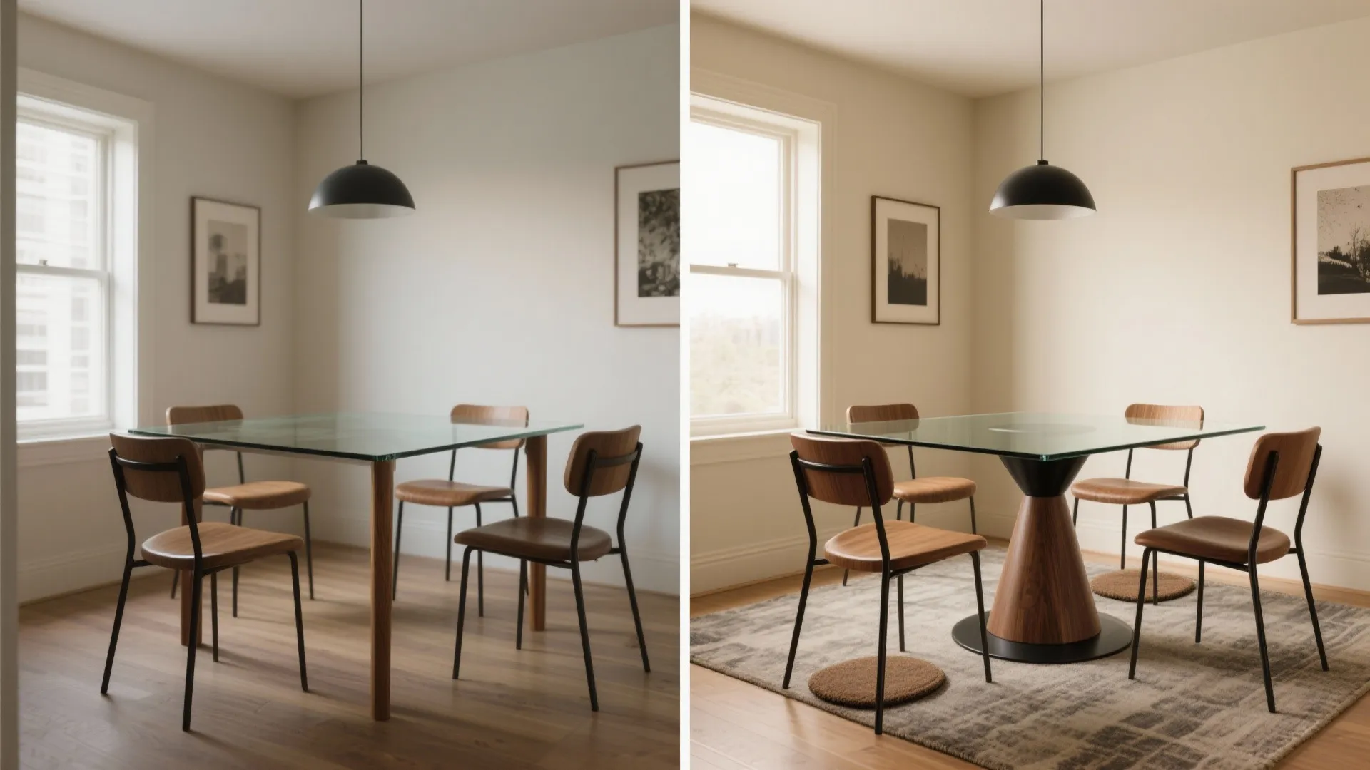 Pedestal bases that clear legroom