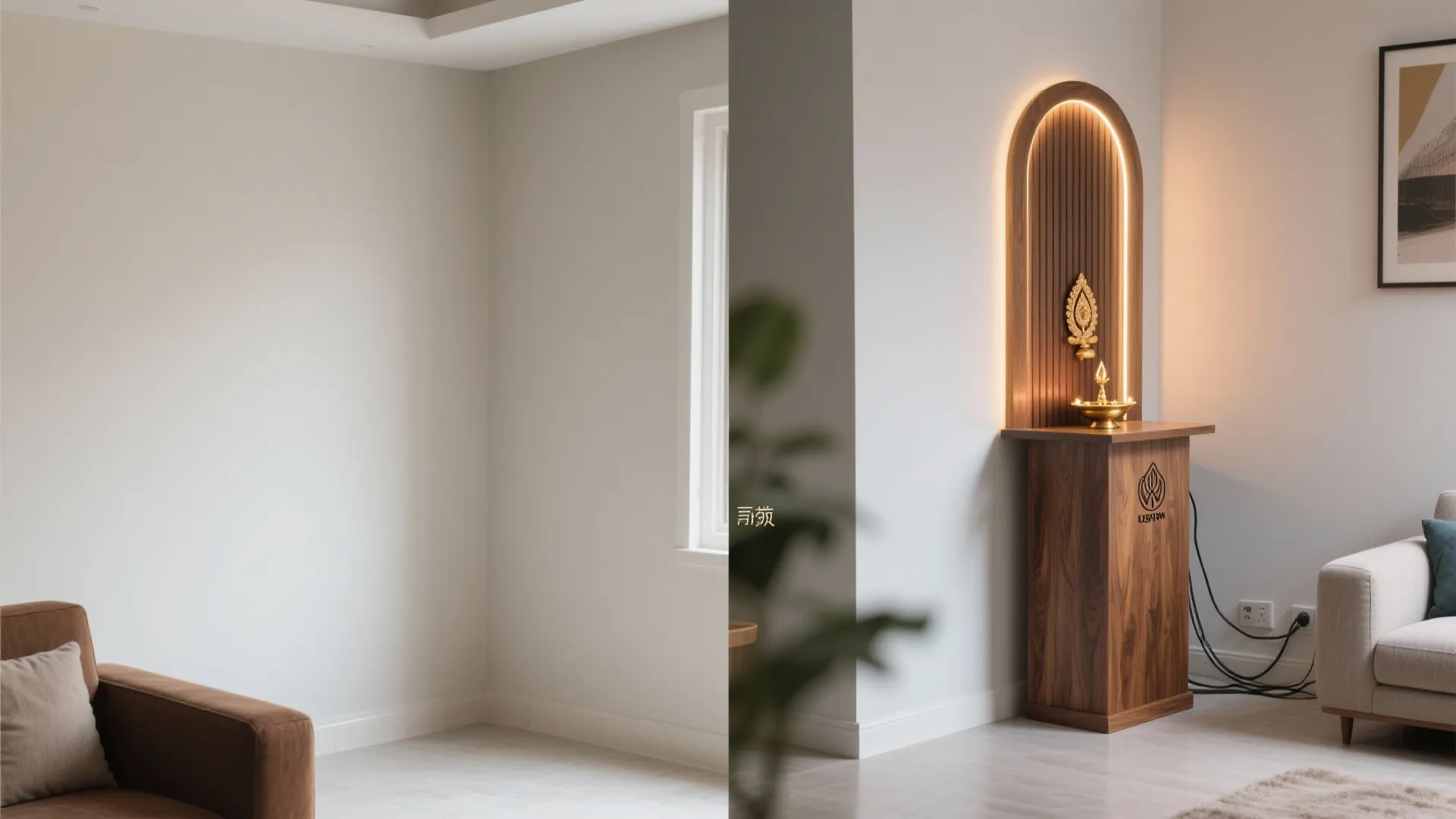 Freestanding Wooden Pedestal with Back Panel