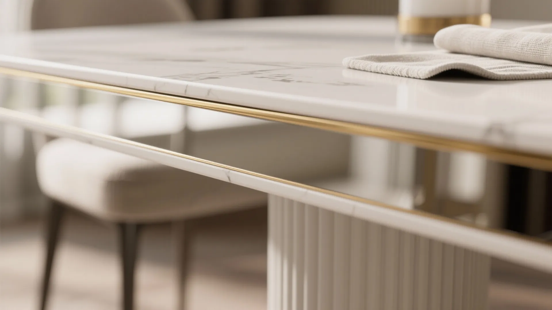 1. Slim pedestal table with mirrored accents