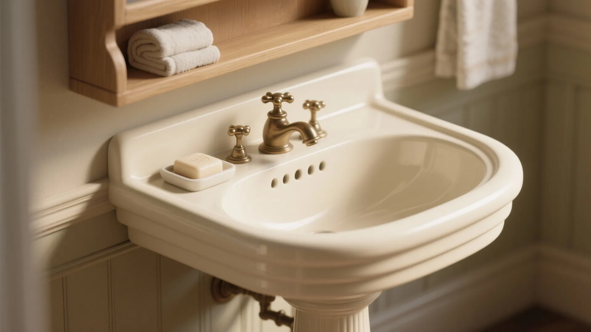 3. Pedestal sinks with integrated shelving