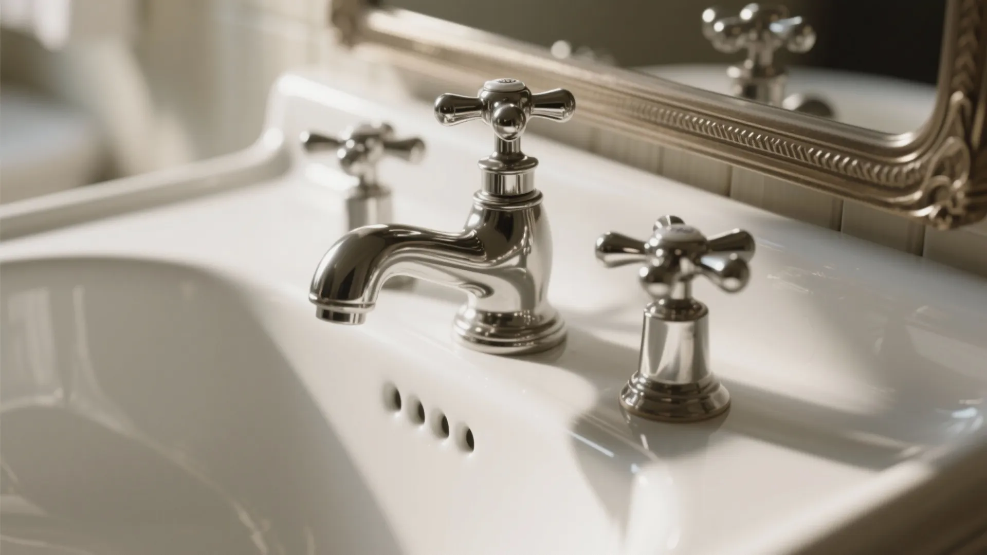 2. Pedestal Sinks and Cross-Handle Faucets