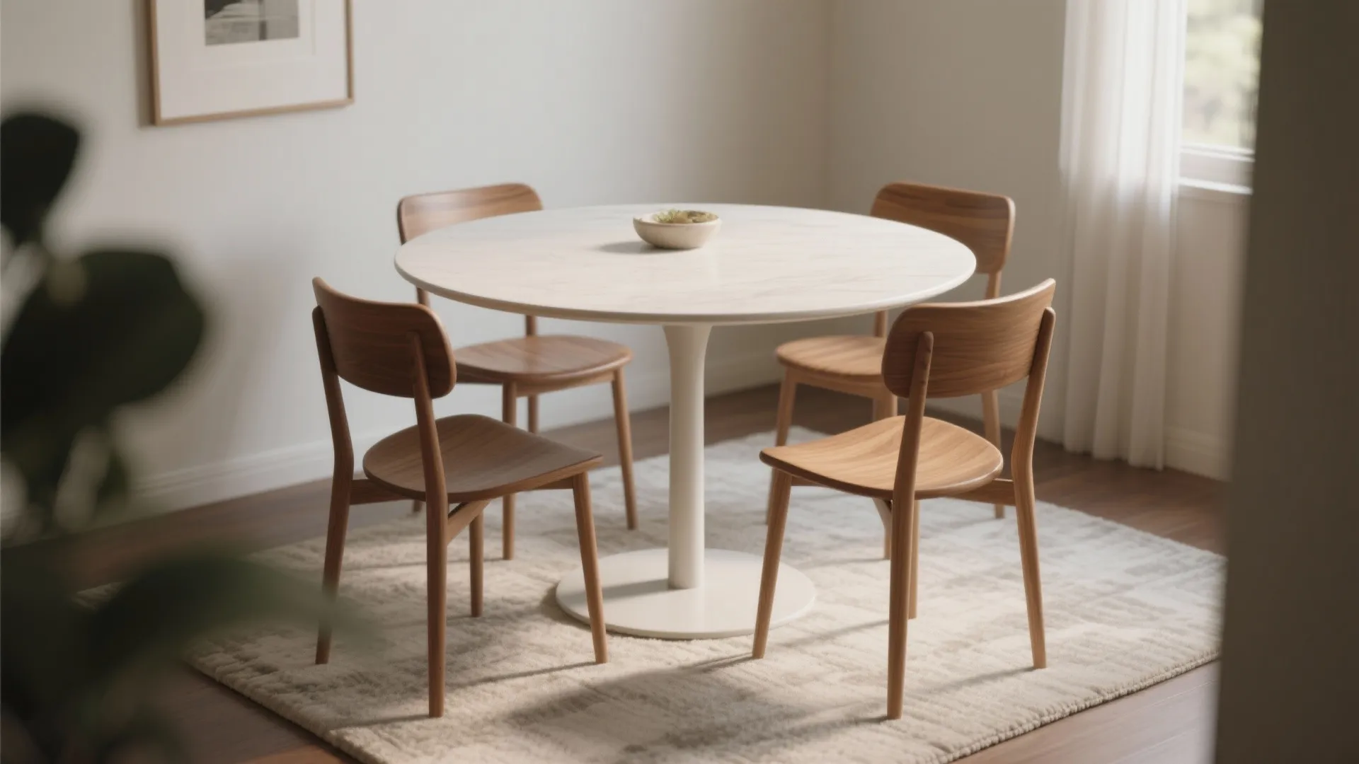 1. Choose a slim pedestal table