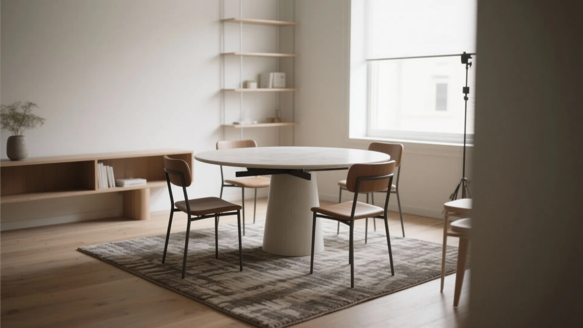 1. The pedestal table with tuck-away chairs