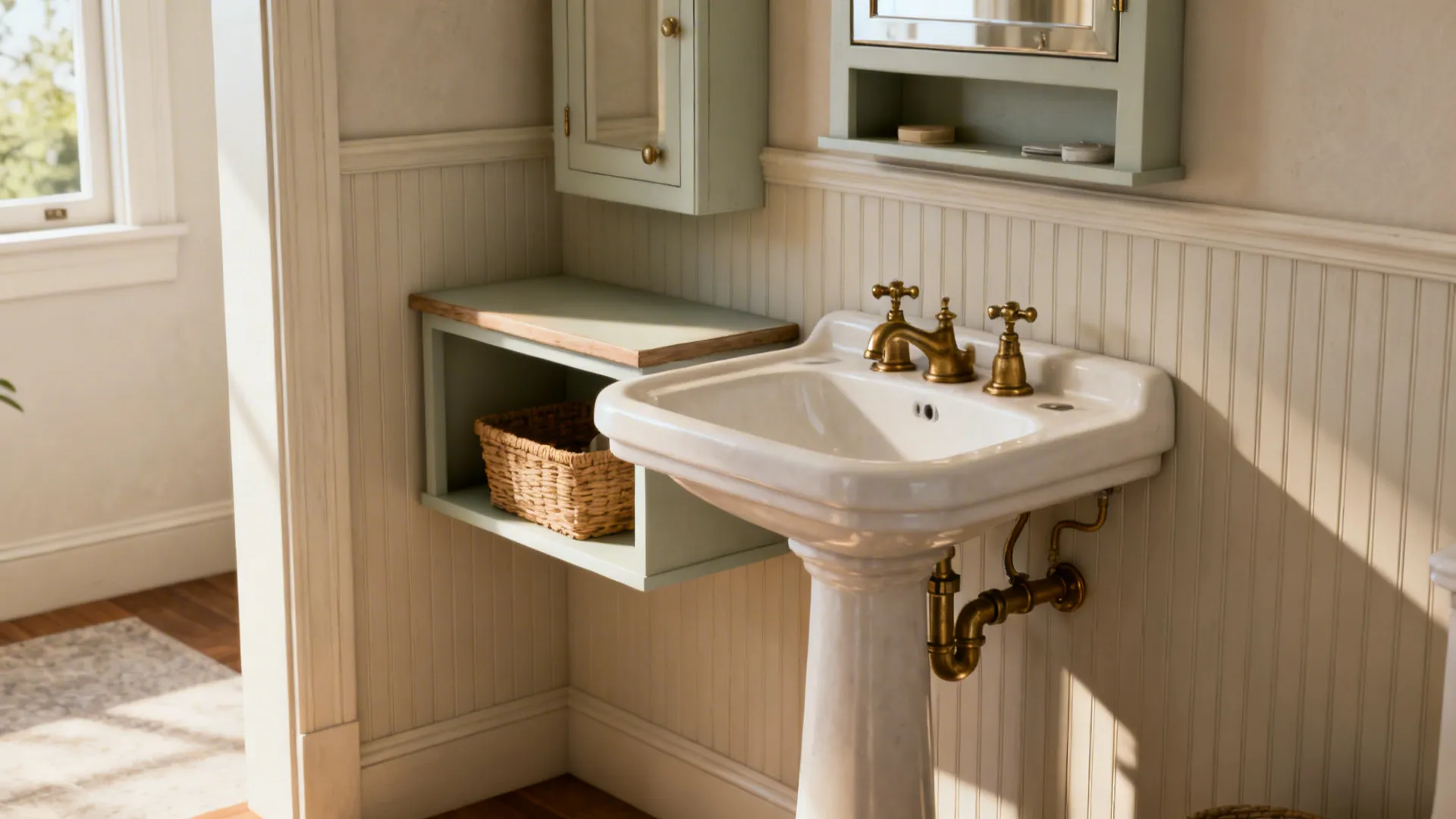 2. Pedestal sink or wall-mounted vanity