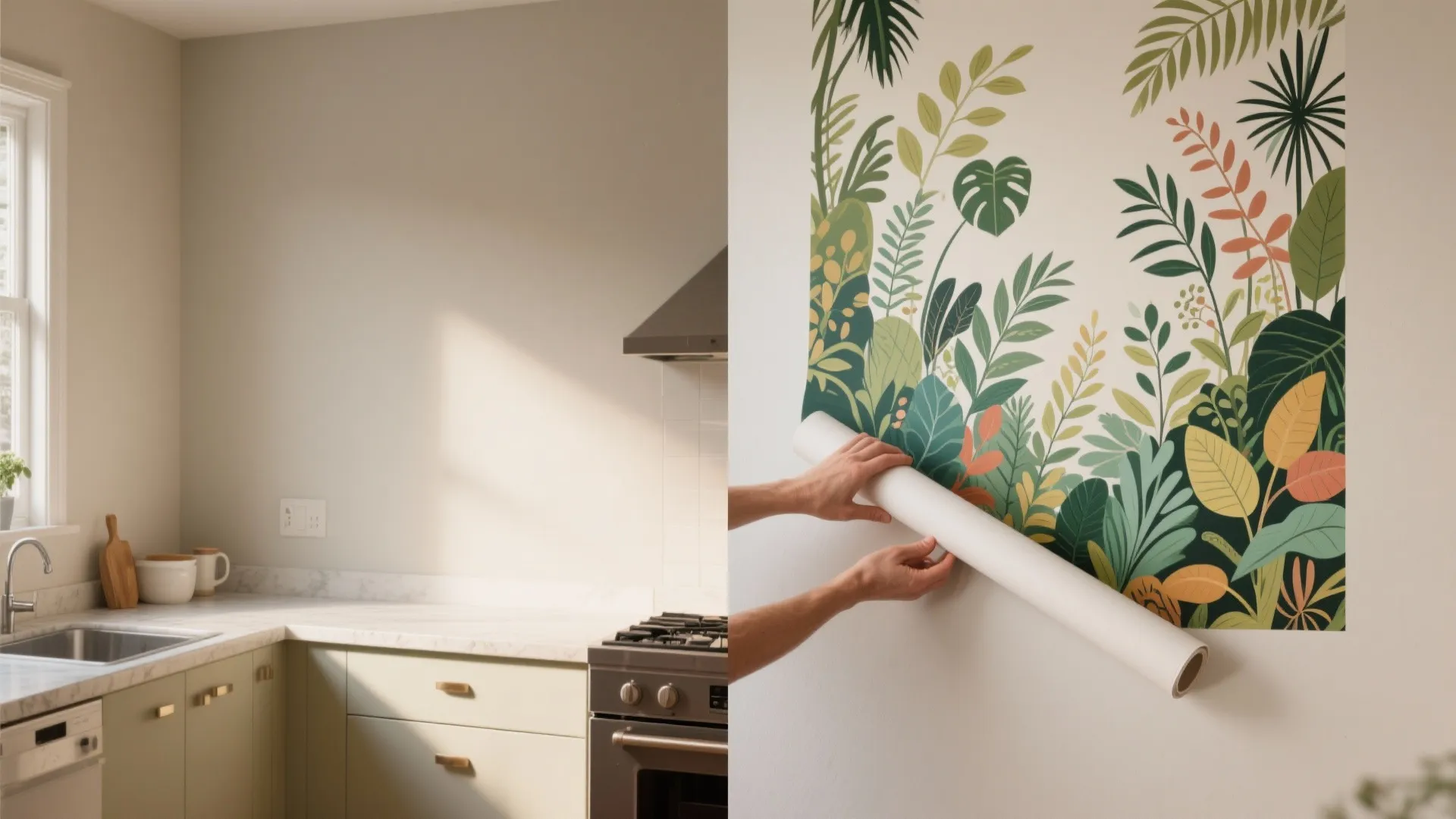 4. Peel-and-stick mural for instant personality