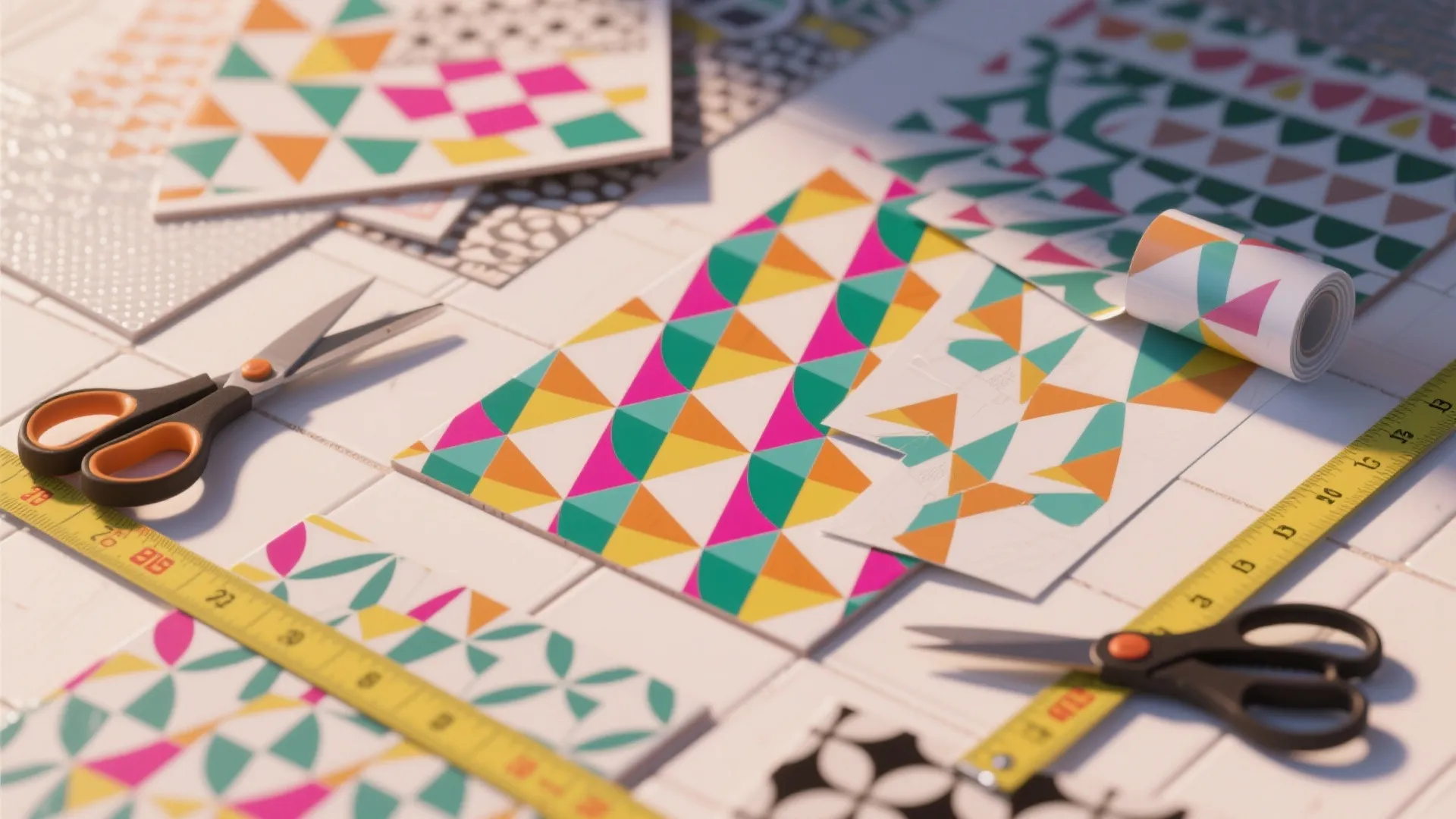 5. Patterned peel-and-stick tiles