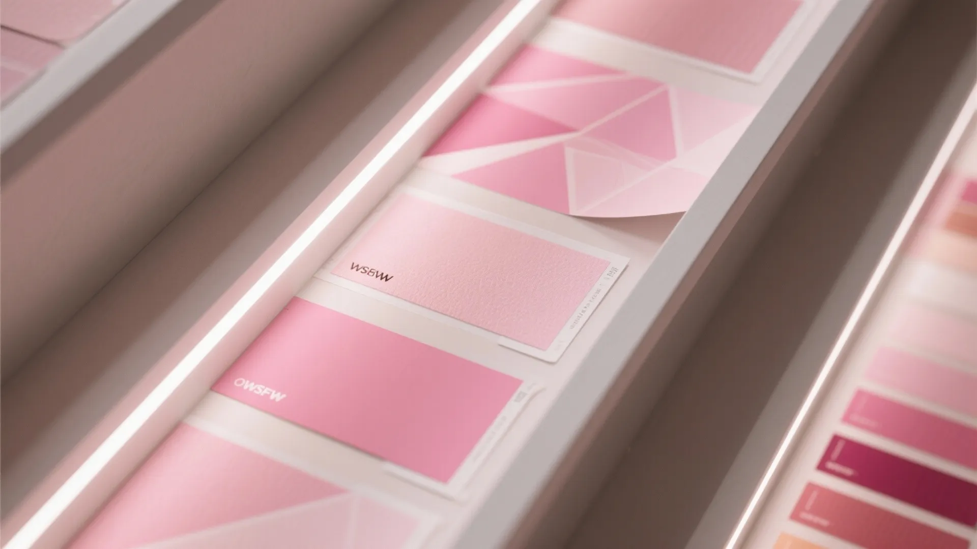 5. Pink Geometric Peel-and-Stick with Accent Strip Lights