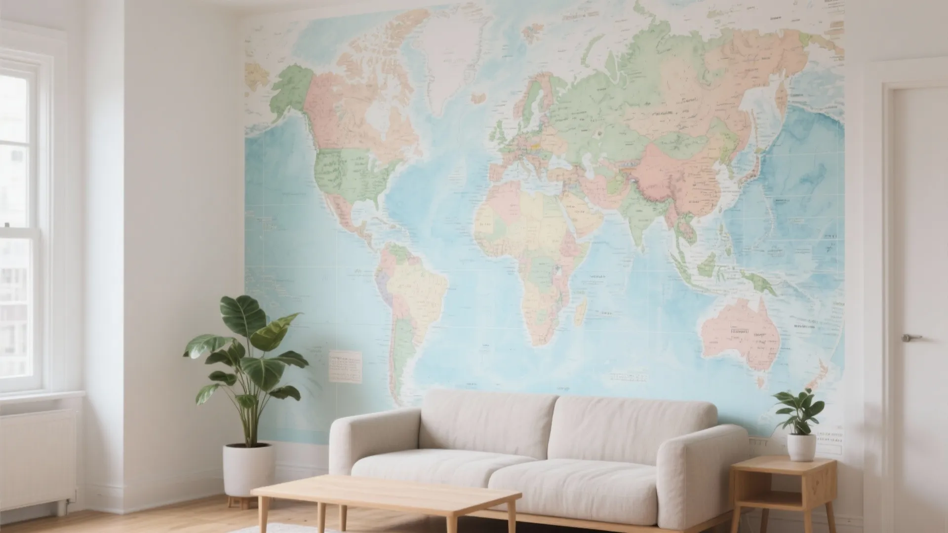 Removable Peel-and-Stick World Map Wallpaper