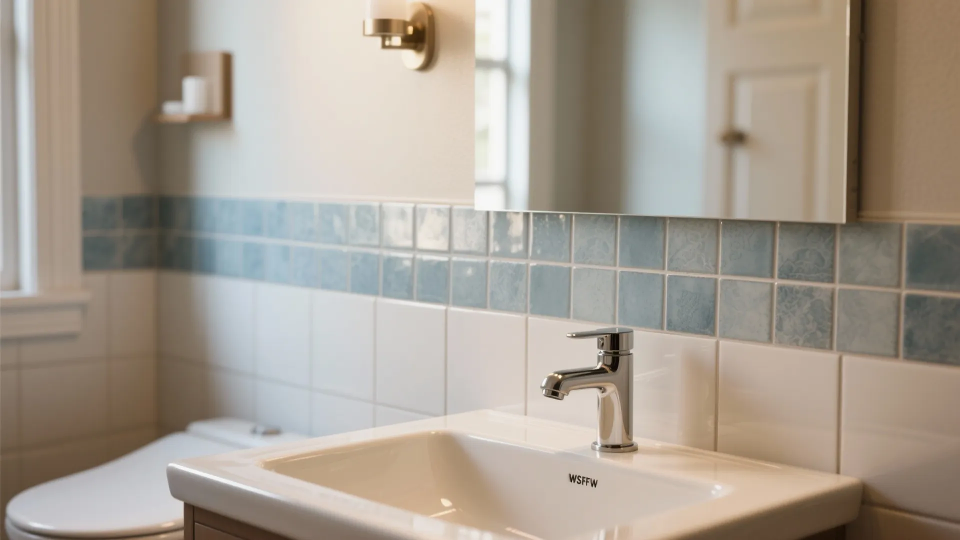 1. Peel-and-stick porcelain-look tiles as a statement strip