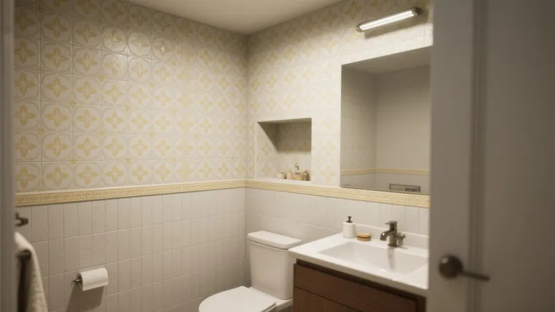 Retro Bathroom Design with Patterned Tiles