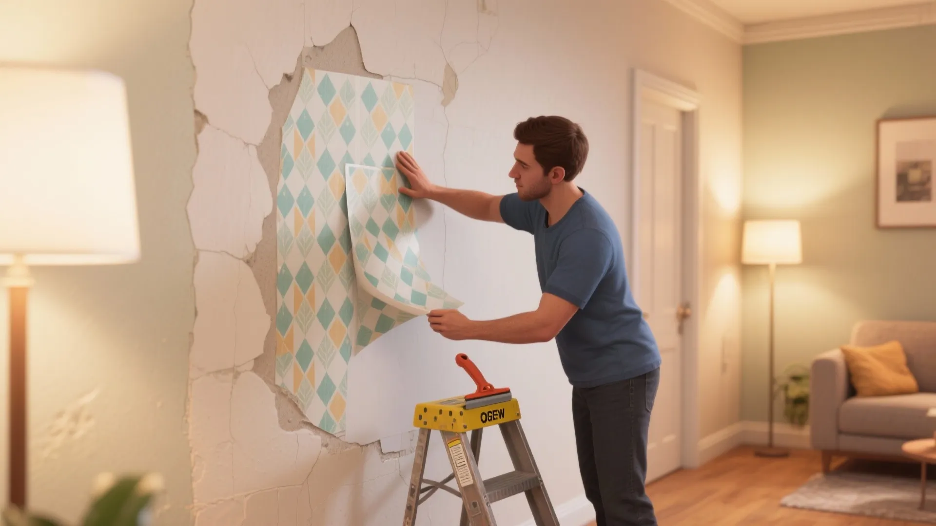 5. Embrace adhesive coverings — peel-and-stick or wallpaper