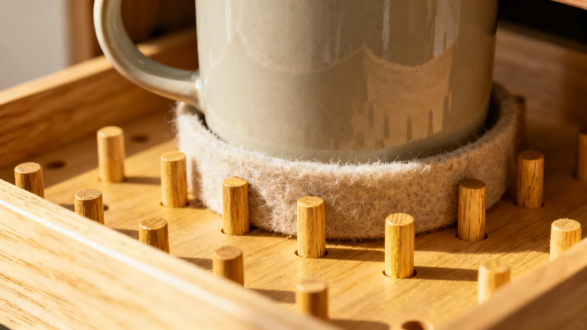 1) Minimalist peg-board cup drawer
