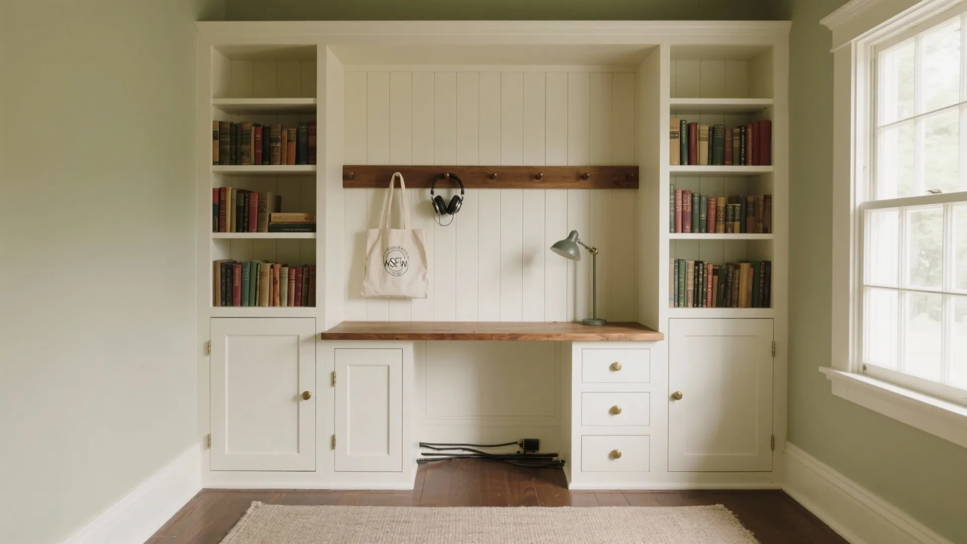 Shaker Built-ins With Peg Rail and a Pocket Desk