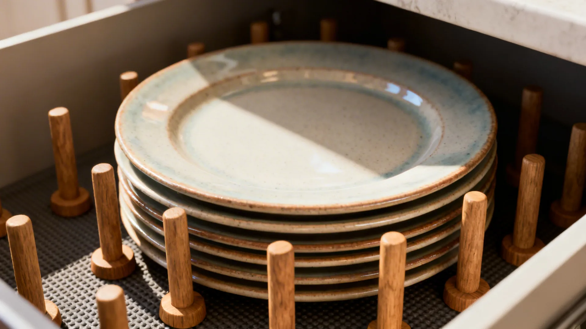 2) Deep Drawers with Peg Systems for Plates and Bowls