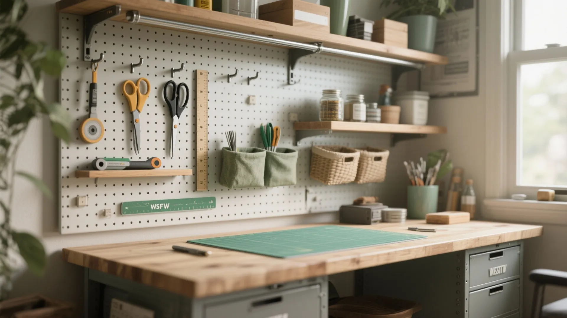 3. Zoning with pegboards, rails, and magnetic strips