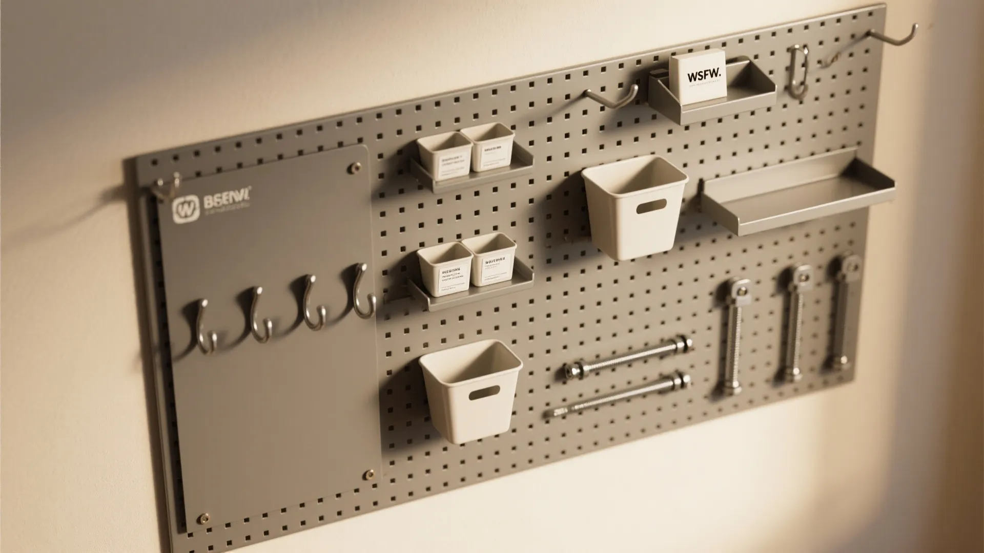 3) Pegboard Utility Wall with Fold-Down Surface