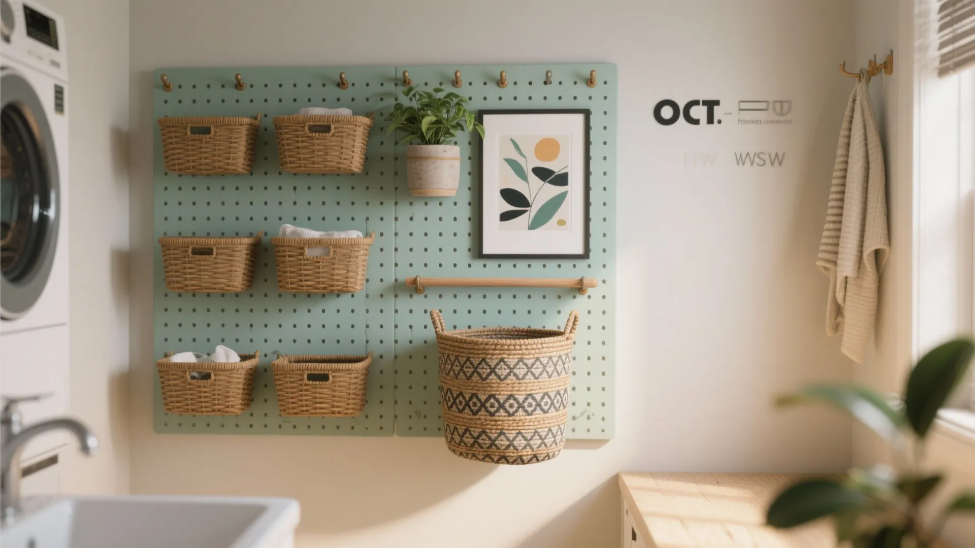 4. Pegboard or slatwall that doubles as decor