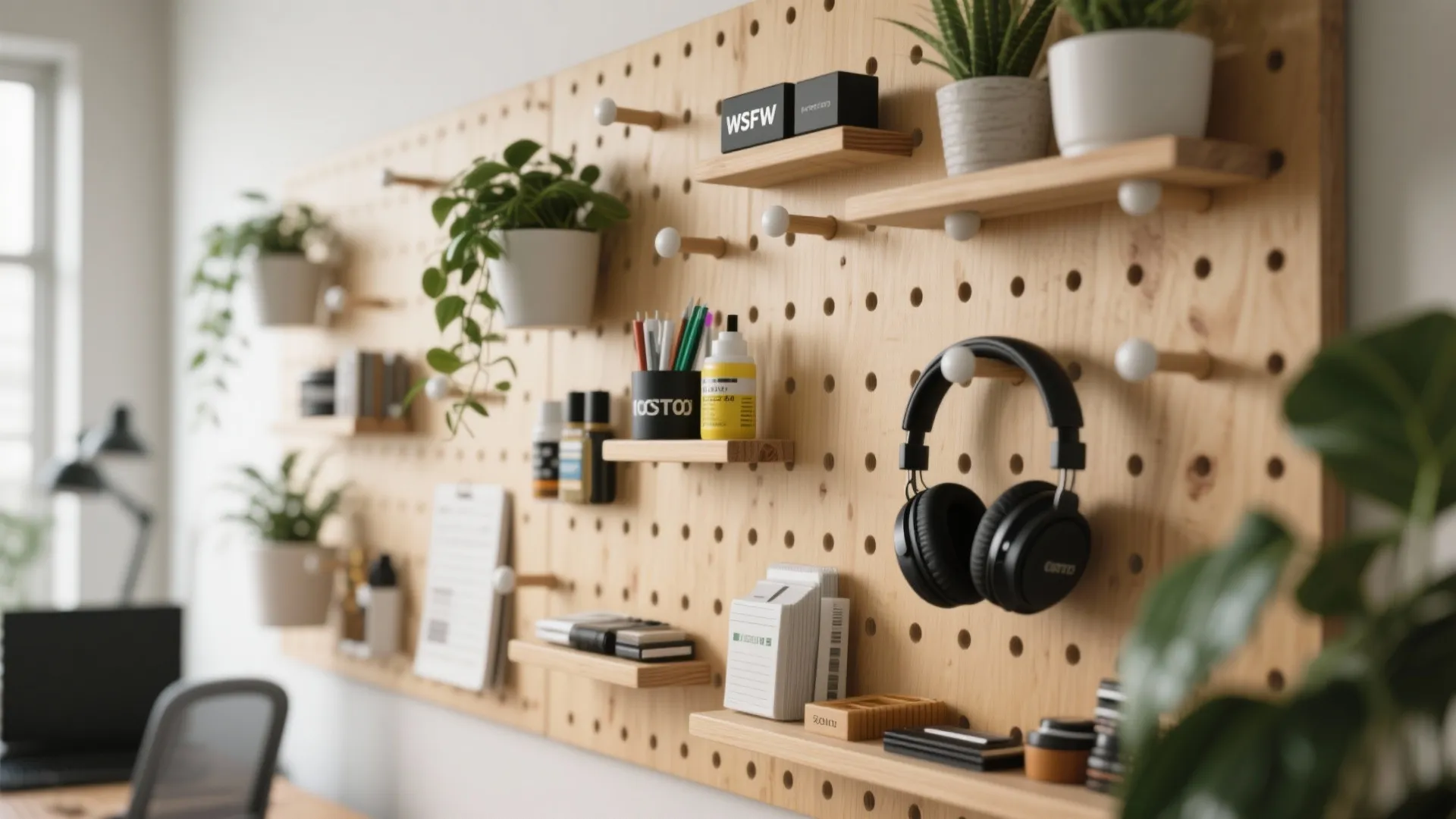 7. Pegboards for Dynamic Wall Storage