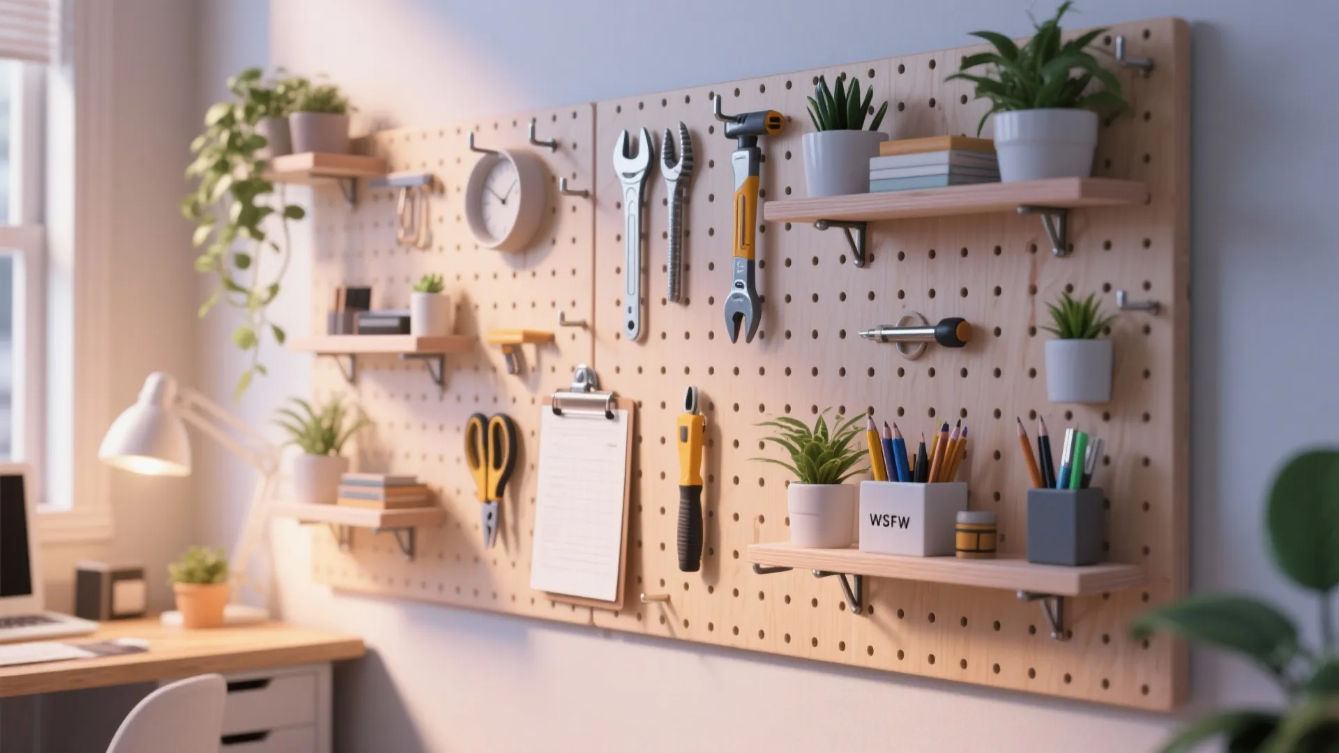 4. Pegboard Organization Wall