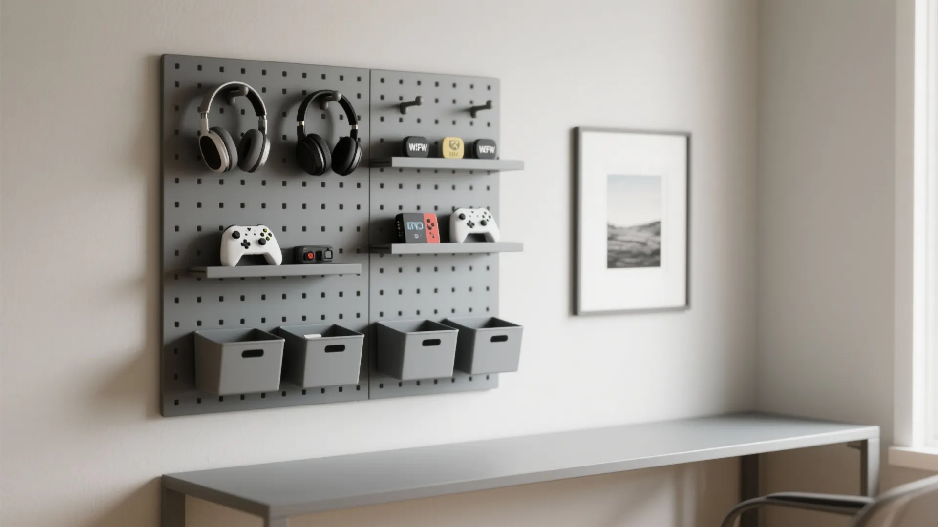 Vertical Display Wall: Pegboard for Controllers & Art