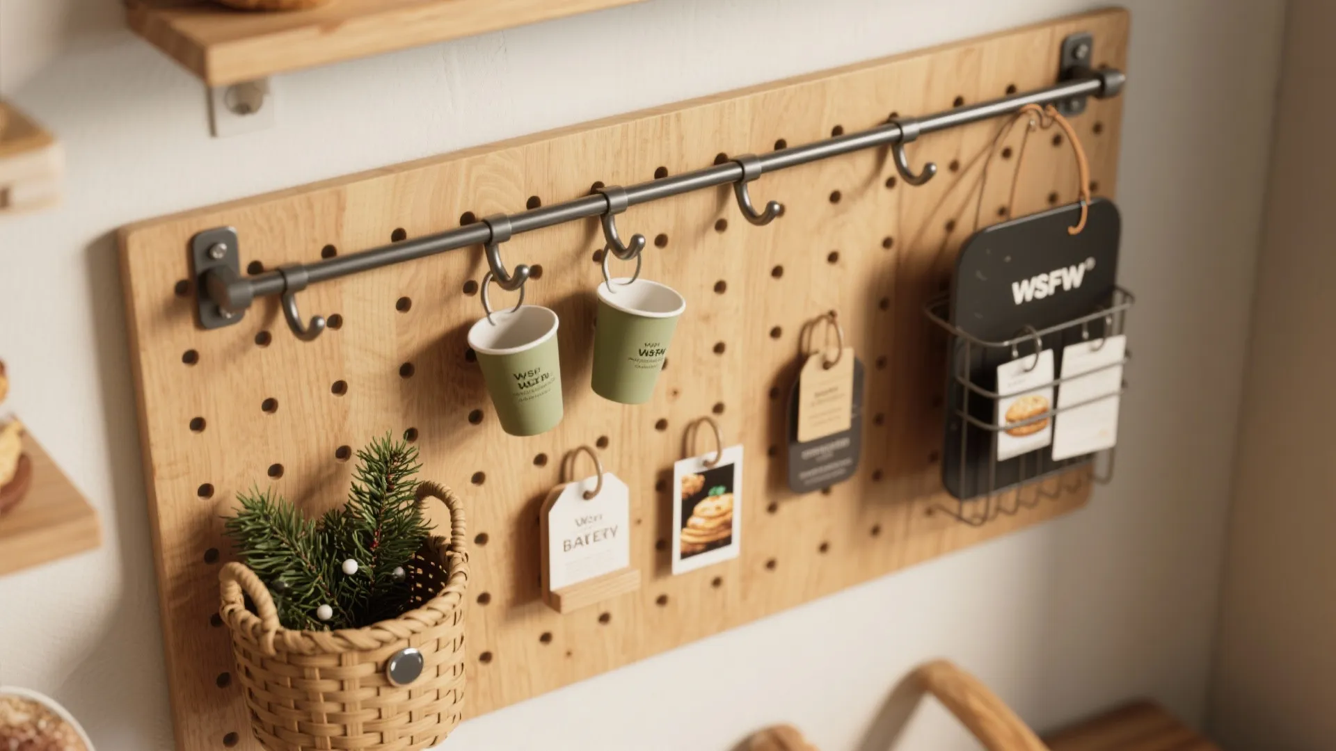 Pegboard + Rail System for Flexible Seasonal Stories
