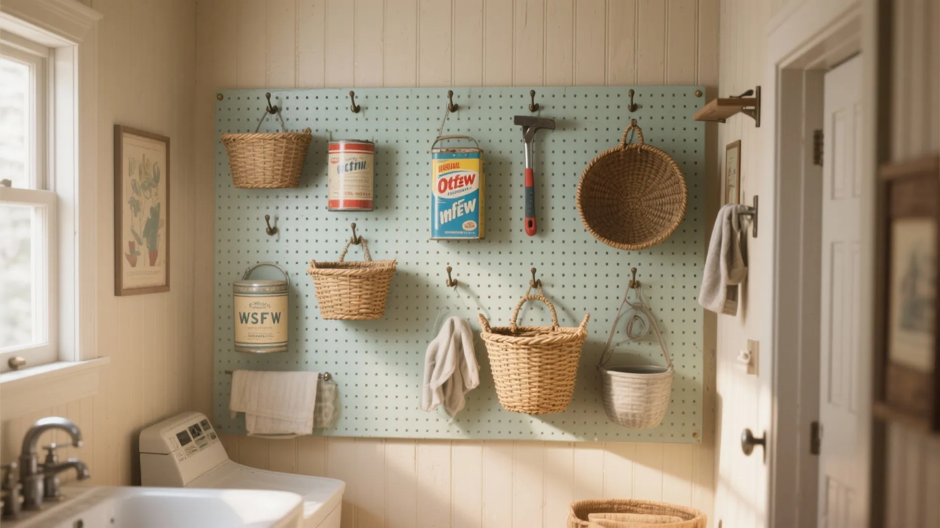 2. Functional Art: Pegboards and Hanging Grids