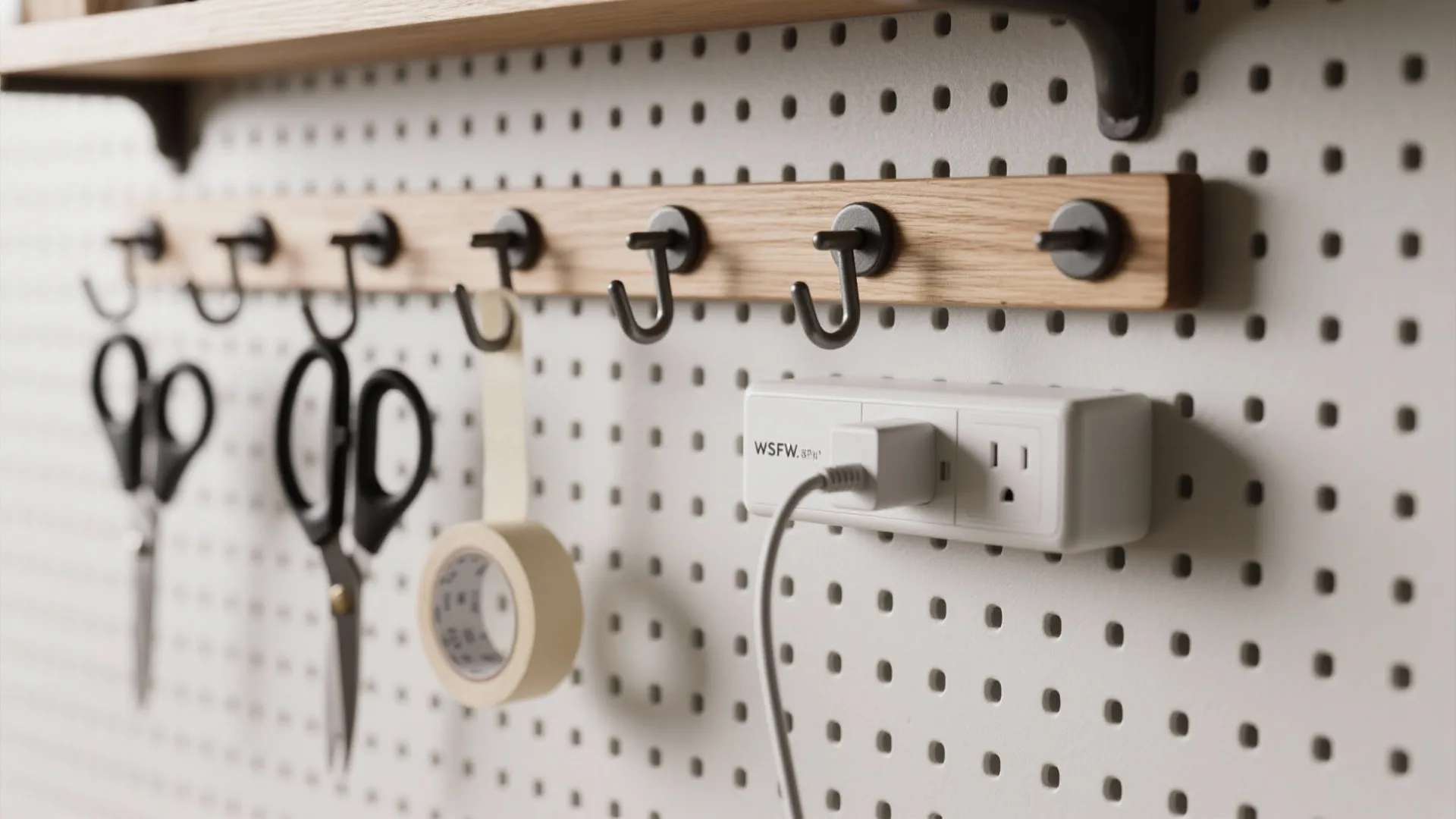Vertical pegboard walls with hidden depth