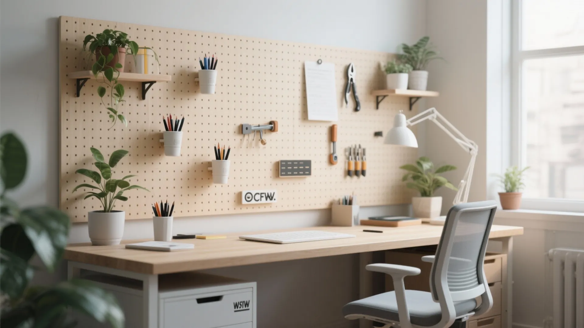 5. Pegboard Walls for Flexible Storage