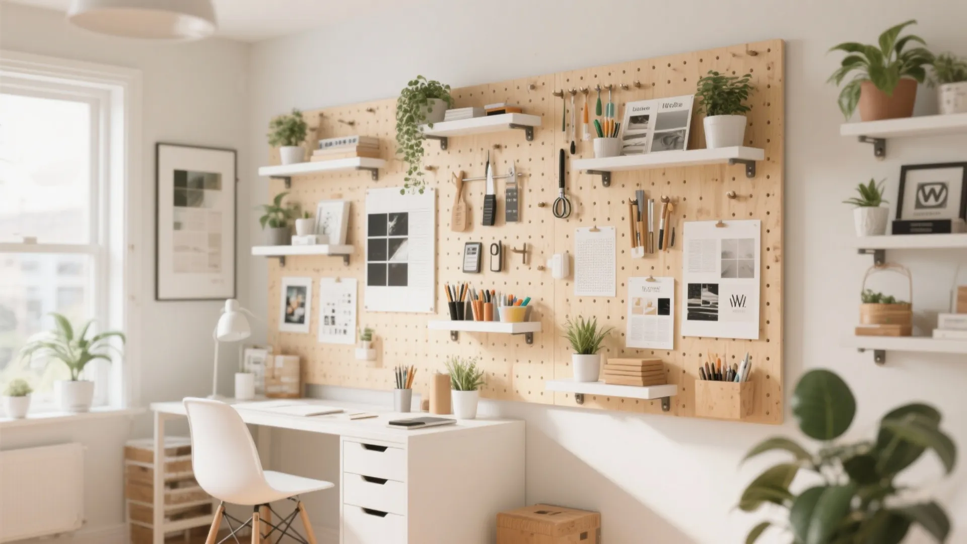 3. Pegboard with Adjustable Shelves
