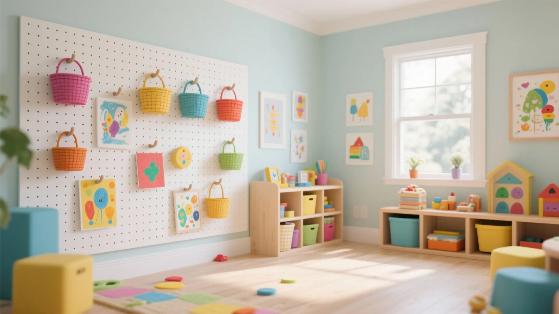 5. Pegboard Play Wall