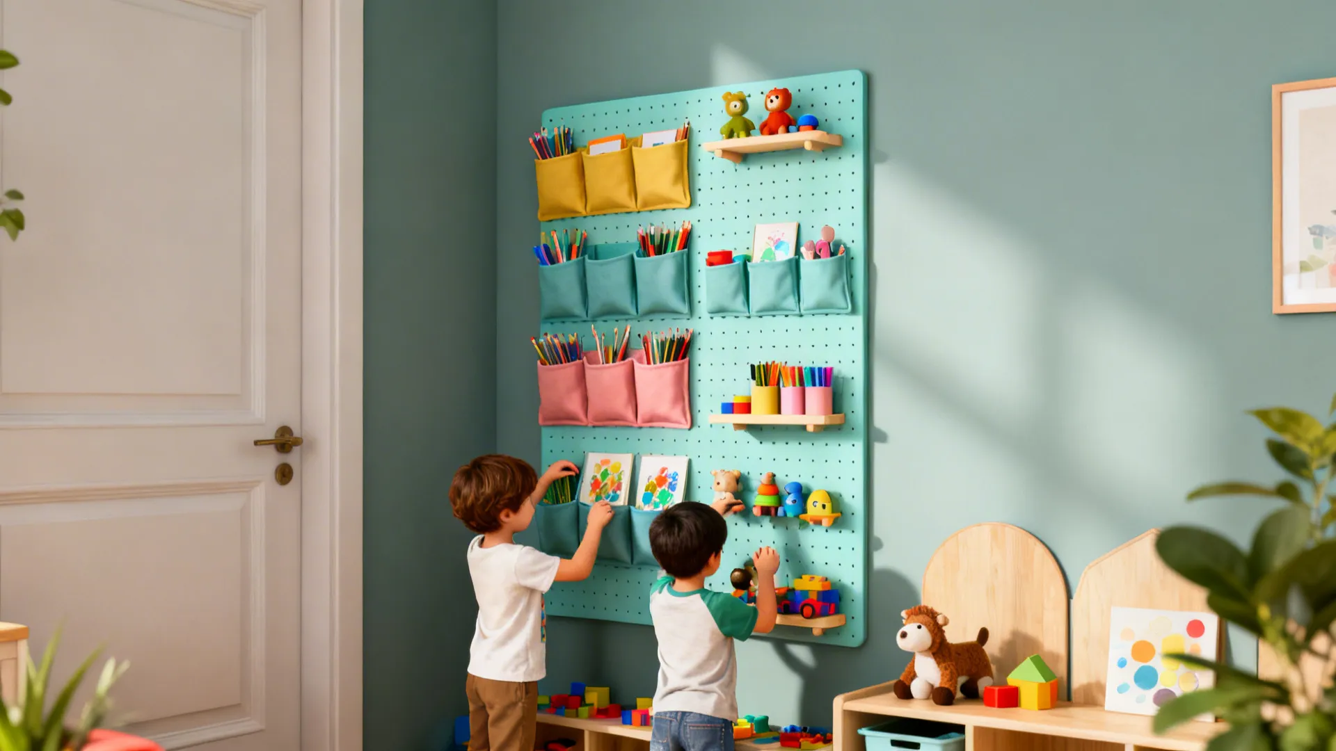 4. Vertical pegboard play zone