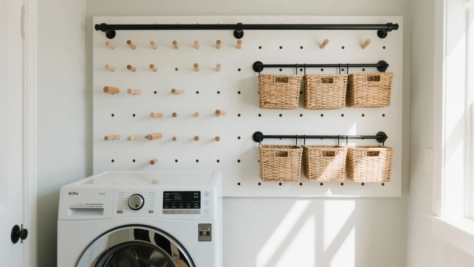 Pegboard and rail system for flexible hang-dry