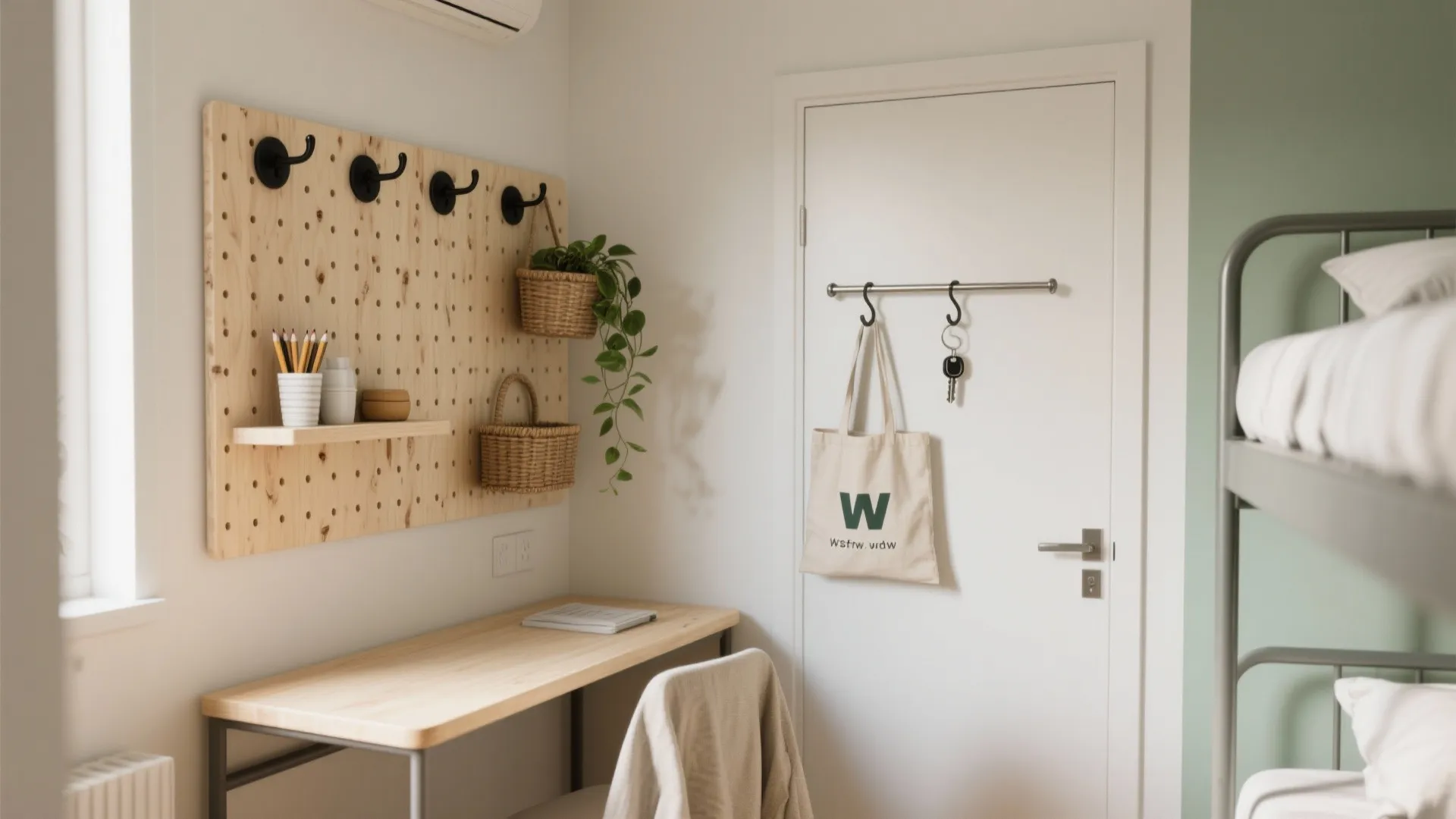 Minimalist Vertical Storage with Pegboards and Rails