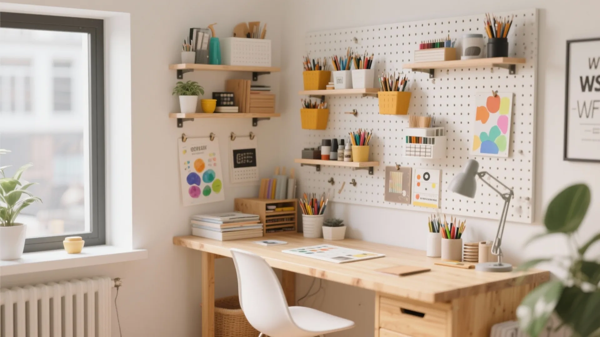 7. Pegboard with Shelf Attachments