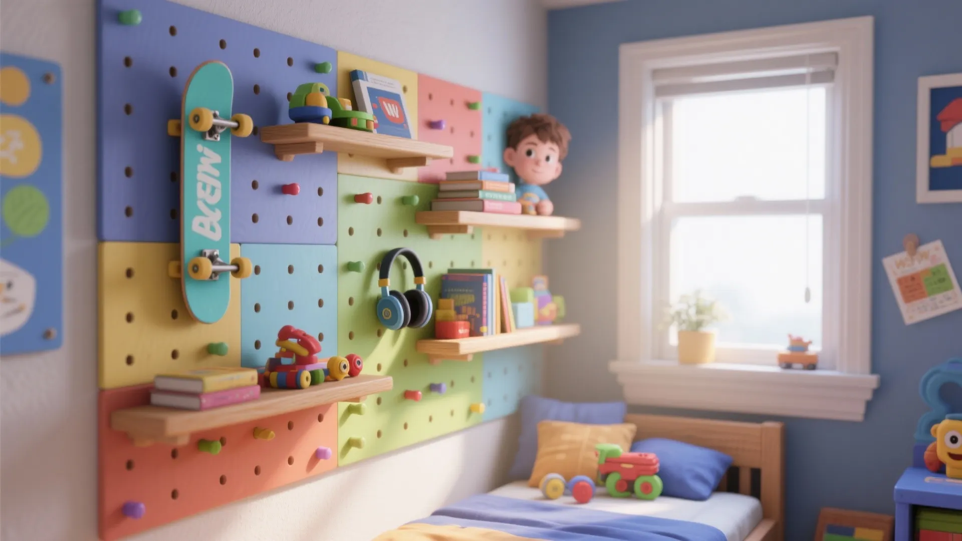 Wall-Mounted Shelves and Pegboards
