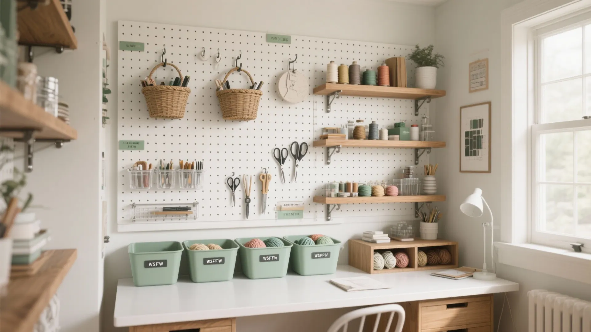 Pegboard Walls and Vertical Grid Storage