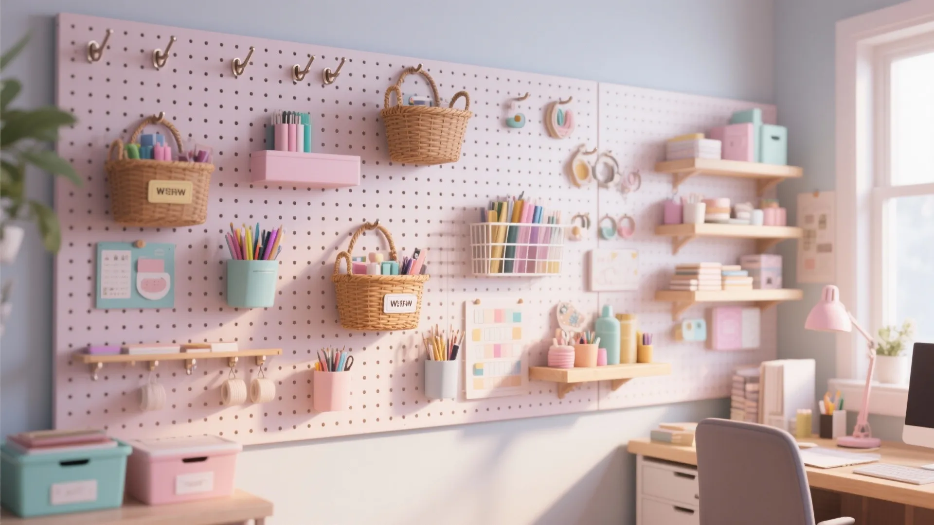 2. Pegboard Storage Wall